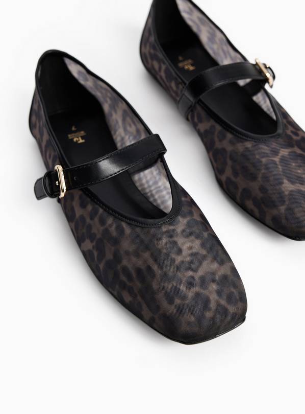 Animal Print Mesh Ballerina Shoes 5